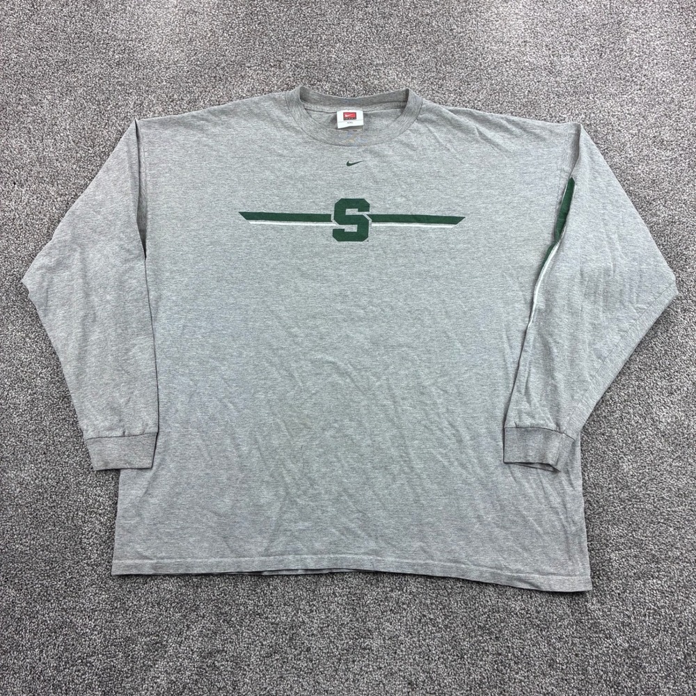 Vintage Nike Michigan State Spartans Shirt Mens 2XL Gray Center Swoosh